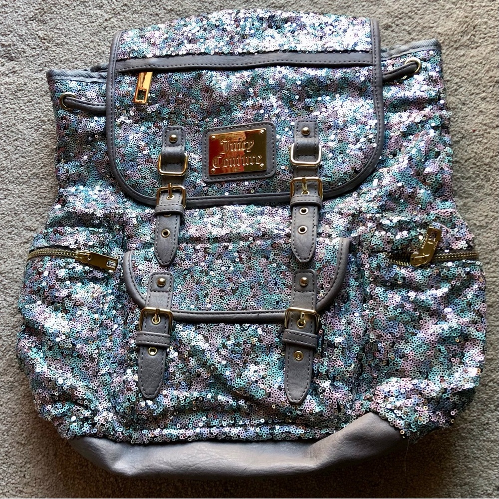 Juicy Couture Sequin Backpack - Silver, Blue & Pink